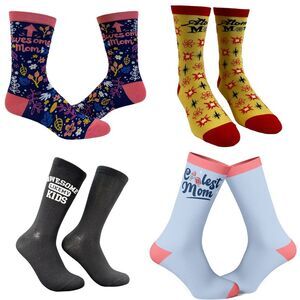 Womens Awesome Mom Bundle 4 Pack Socks With Cool Designs for Fun Moms